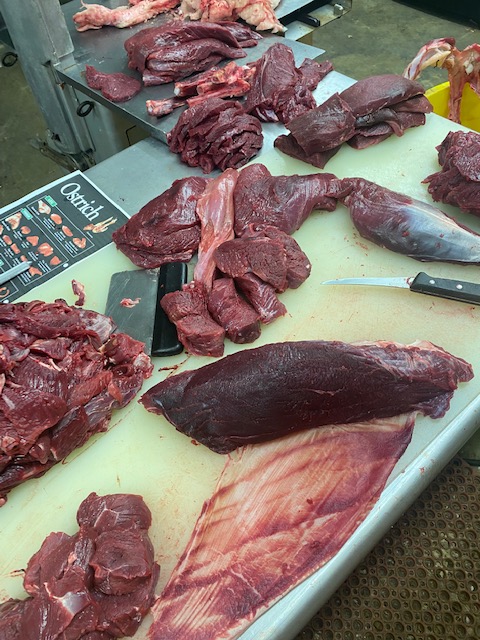 In the process of cutting Ostrich meat